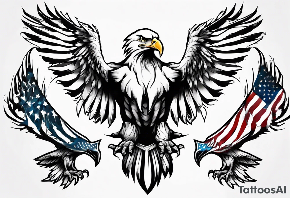 free bird eagle and American flag tattoo idea