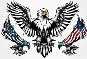 free bird eagle and American flag tattoo idea