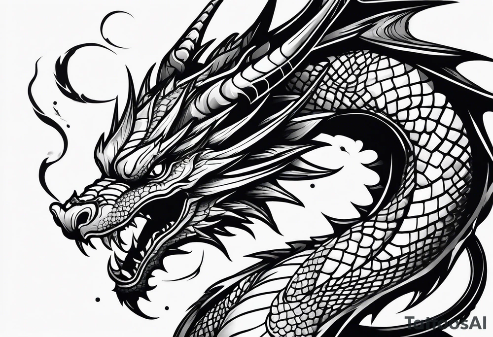Dragon out of single line tattoo idea
