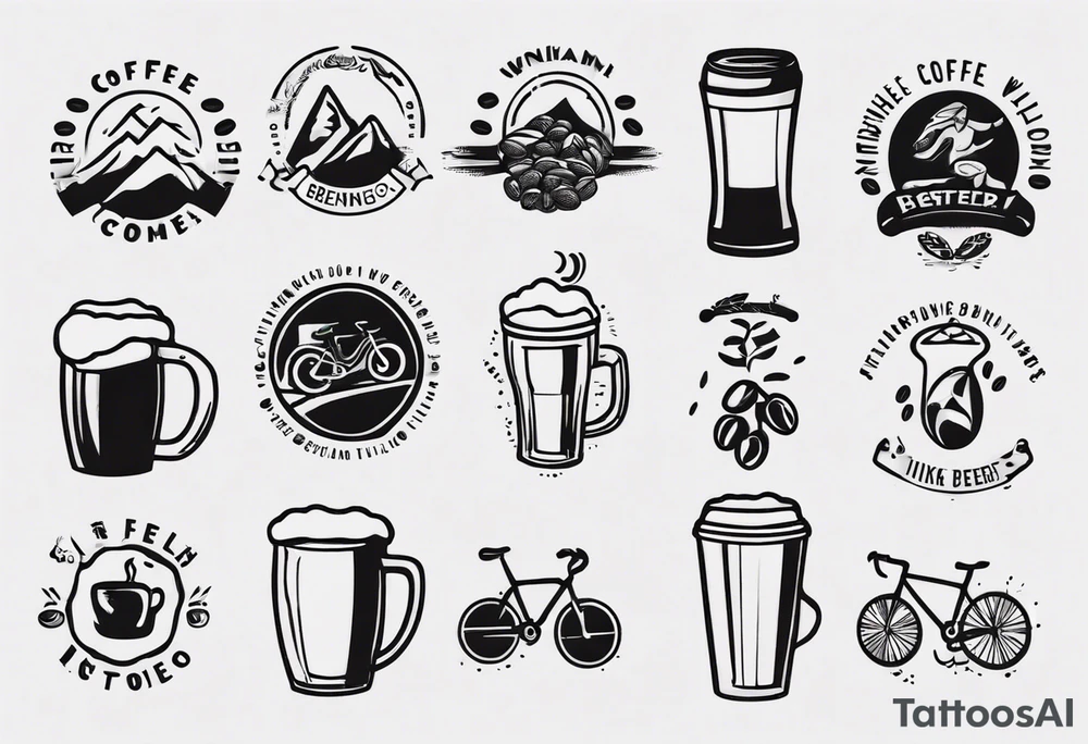 coffee beans, hiking, cycling, beer, gym tattoo idea