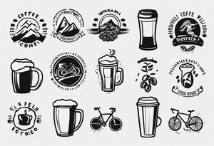 coffee beans, hiking, cycling, beer, gym tattoo idea