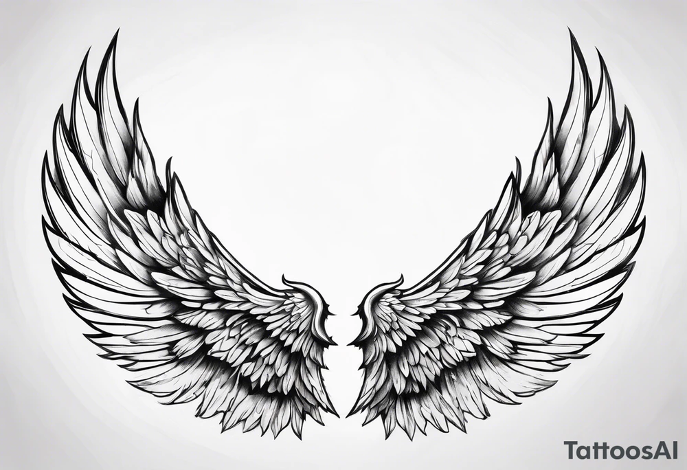 realistic angel
wings tattoo idea