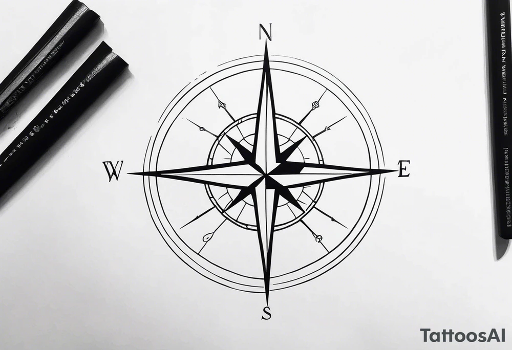 Compass, ocean on mid back tattoo idea