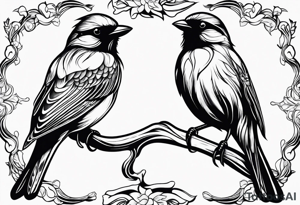 outline of two birds tattoo idea