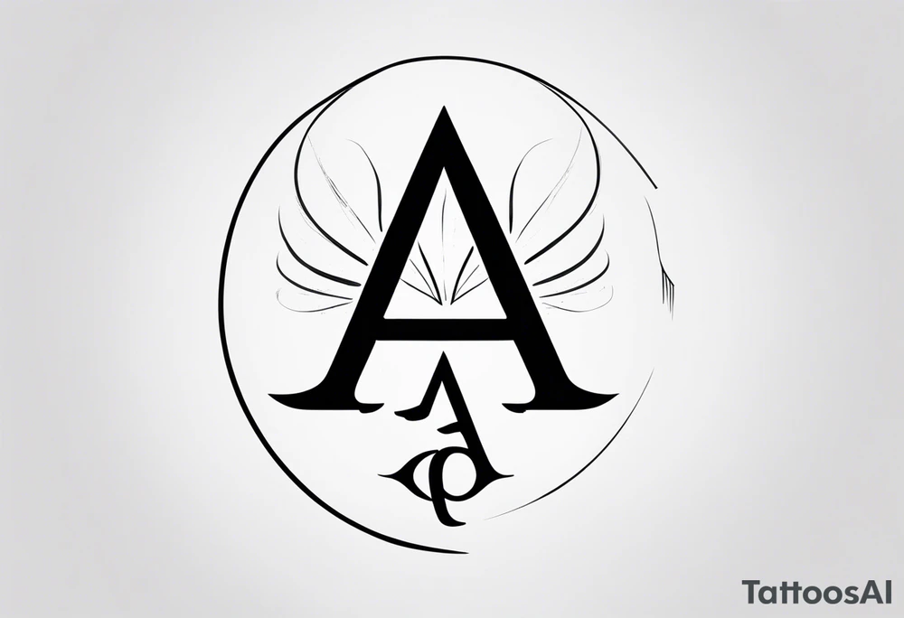 Combination of symbols of resilience and strength together with the letters A and O in a simple form tattoo idea