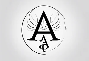 Combination of symbols of resilience and strength together with the letters A and O in a simple form tattoo idea