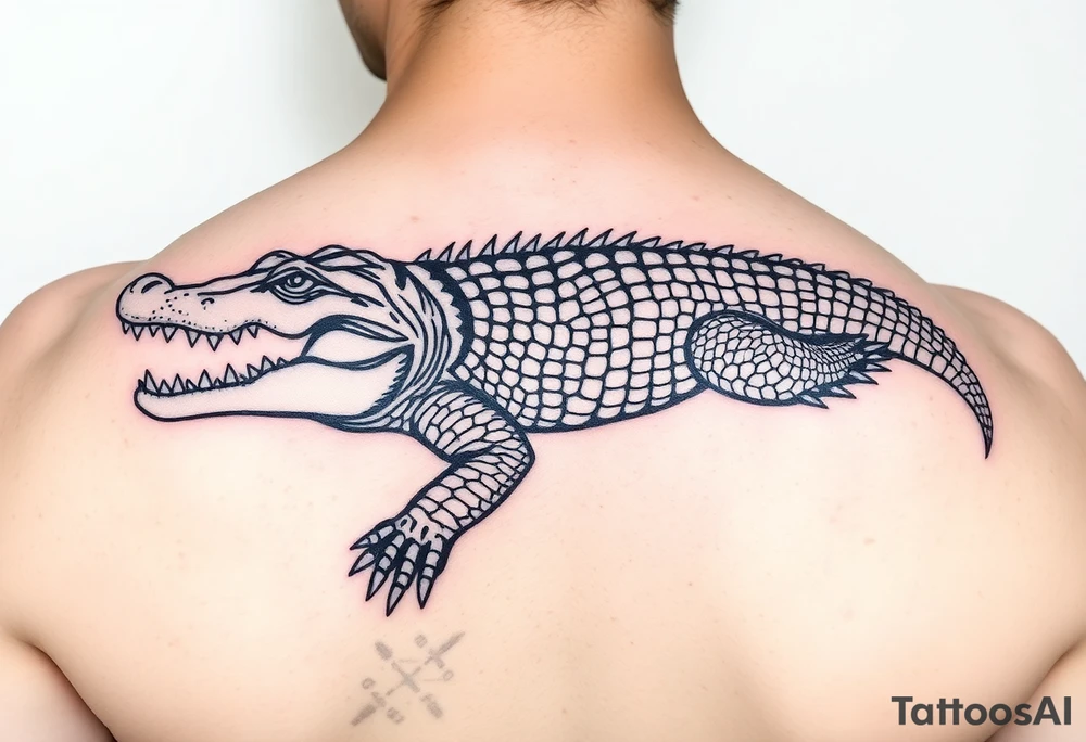 powerful majestic  crocodile tattoo idea