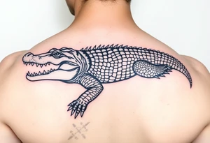 powerful majestic  crocodile tattoo idea