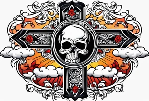 Cross tattoo with clouds tattoo idea