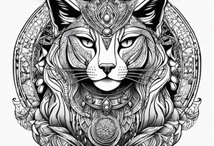 Bastet woman standing tattoo idea