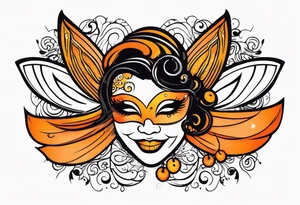 Angel masquerade face laughing that is black and orange tattoo idea