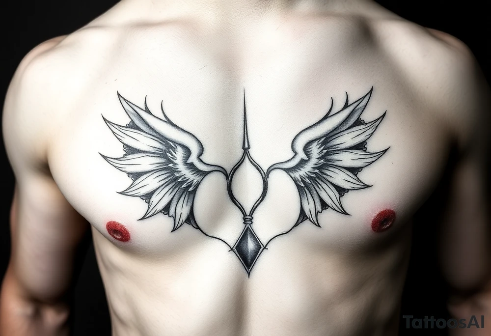 a men's belly tattoo that highlights a navel piercing tattoo idea