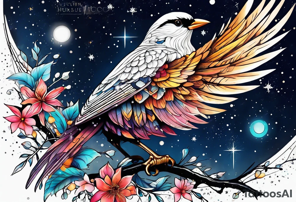 Constellation, bird wing , animal  snow , cross tattoo idea
