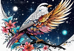 Constellation, bird wing , animal  snow , cross tattoo idea