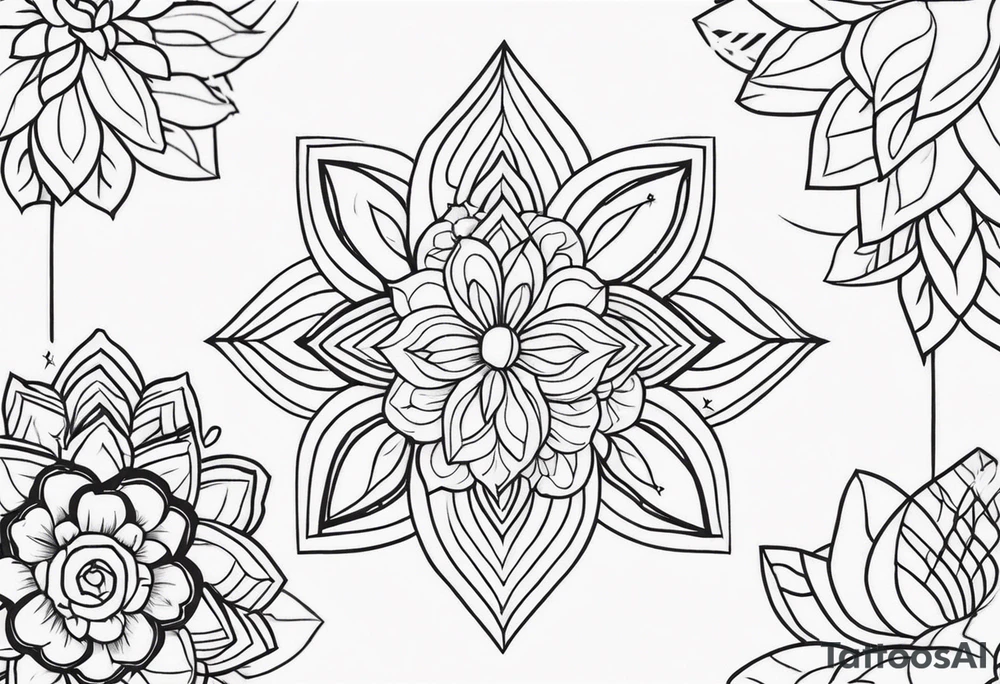 Tattoo floral + geometric representing the malaysian culture tattoo idea