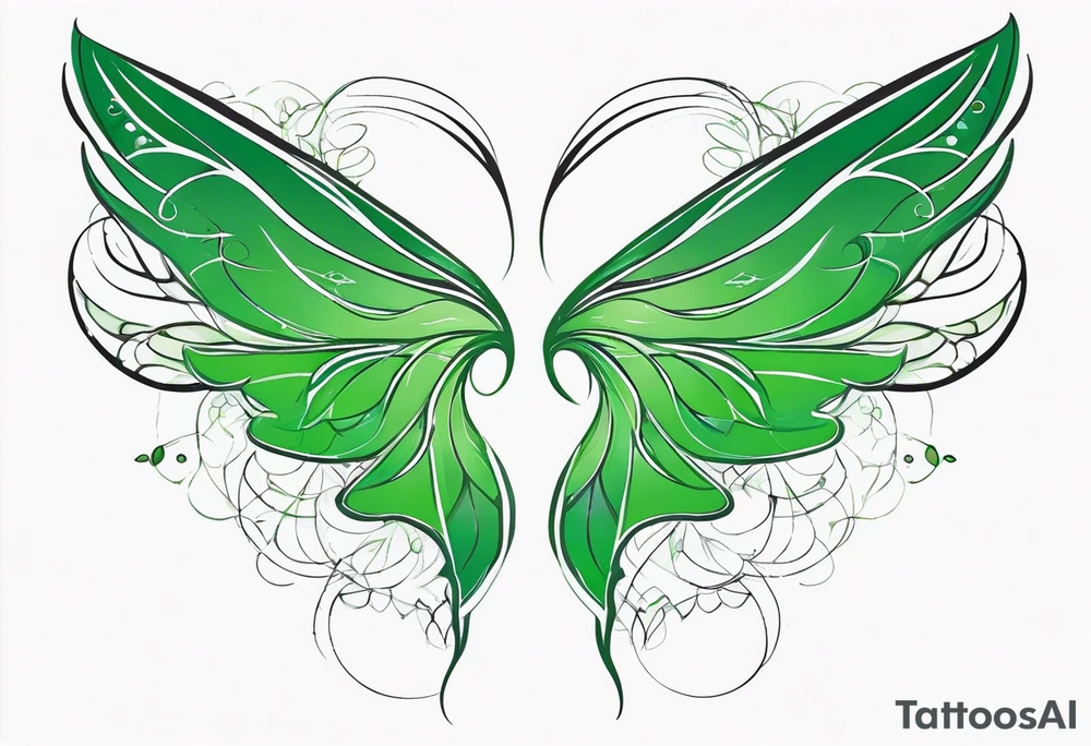 Green fairy wings tattoo idea