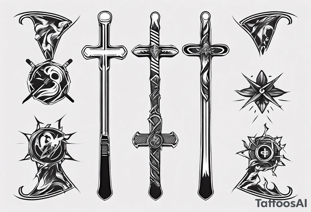 Memorai Hockey stick cross tattoo idea