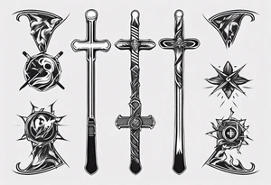 Memorai Hockey stick cross tattoo idea
