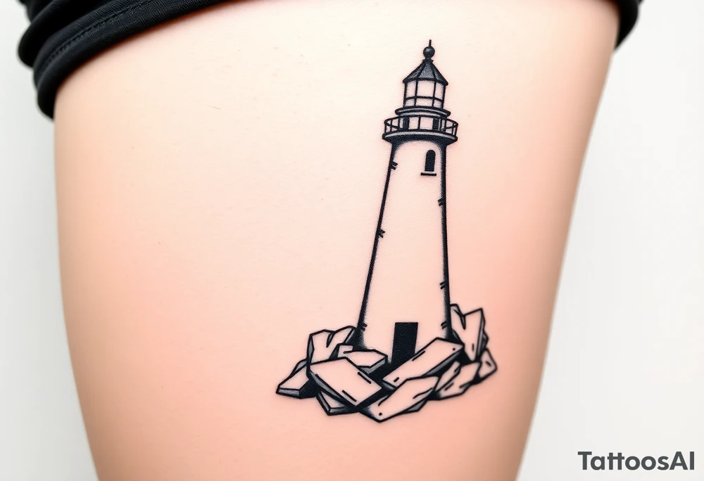 Simple lighthouse with pops tattoo idea