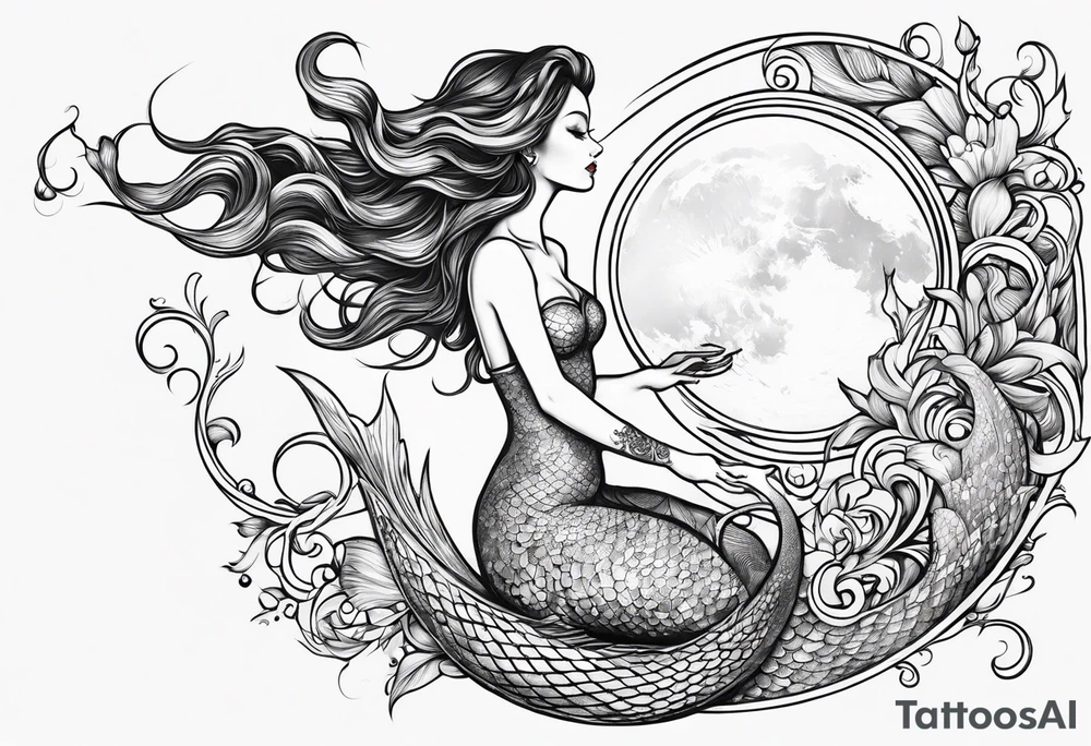 mermaid reaching for the moon tattoo idea