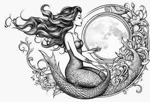 mermaid reaching for the moon tattoo idea