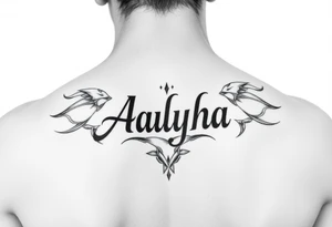 name is Aalyha, zodiac aquarius, white an black realistic thug tattoo idea