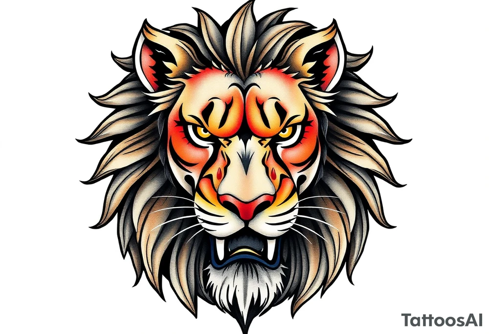 powerful majestic lion, close-up tattoo idea
