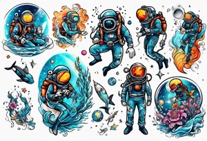 scuba diver in space tattoo idea