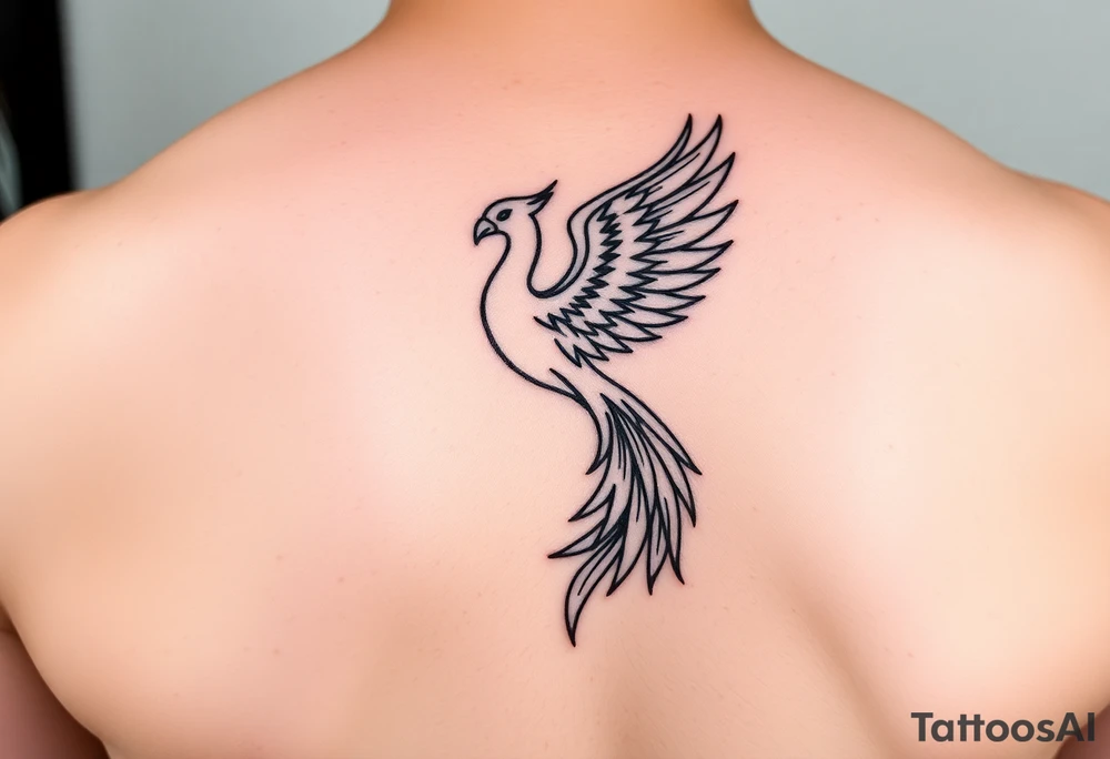 magnificent phoenix rising from golden flames with trailing embers tattoo idea