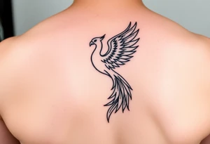 magnificent phoenix rising from golden flames with trailing embers tattoo idea