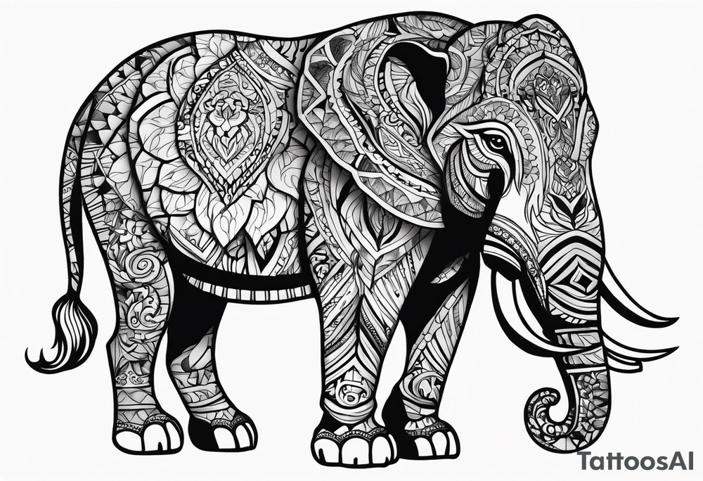 Tatoage sleef met Jungel, olifant, tijger, beer, leeuw, cameleon tattoo idea