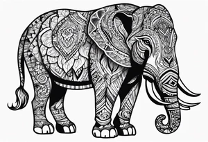 Tatoage sleef met Jungel, olifant, tijger, beer, leeuw, cameleon tattoo idea