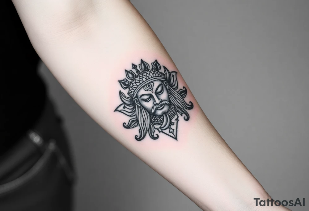 hindu god tattoo that shows strength and is trippy tattoo idea