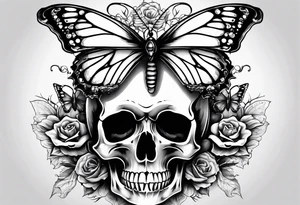 Skull bones on butterfly tattoo idea