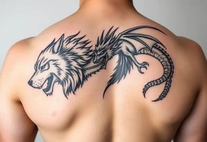 A majestic Wolf amd dragon tattoo idea