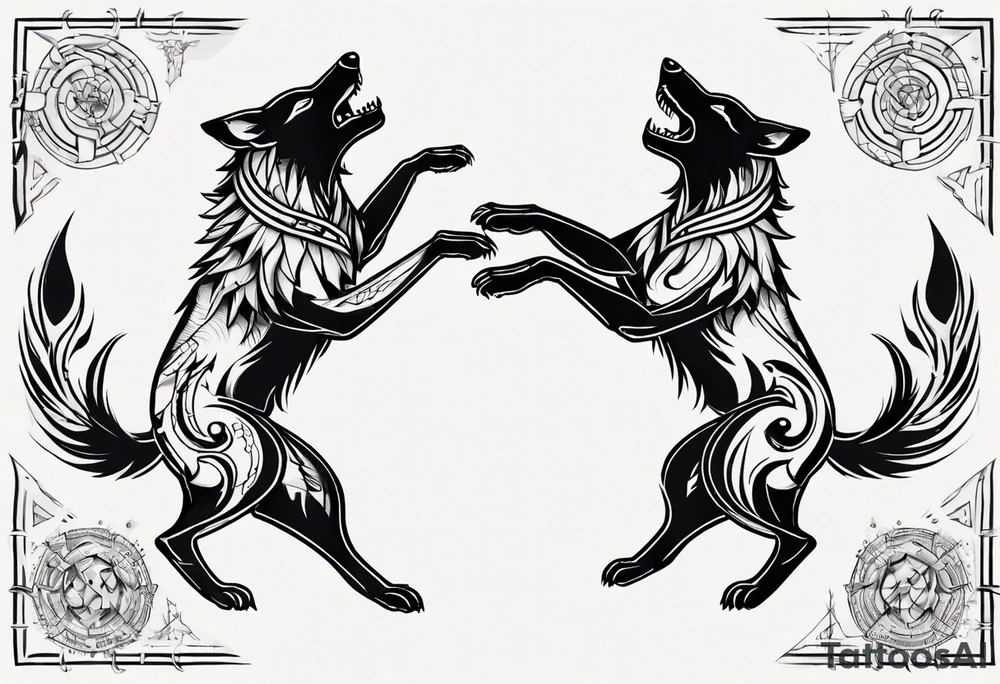 simplified two wolves dancing on their hind legs tattoo idea simplified two wolves dancing on their hind legs tattoo idea