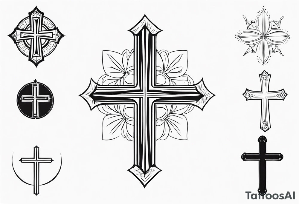 Simple cross tattoos with a date tattoo idea