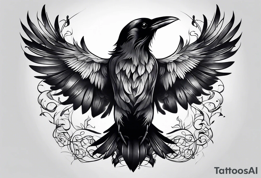 small whimsical raven tattoo idea