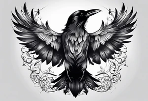 small whimsical raven tattoo idea