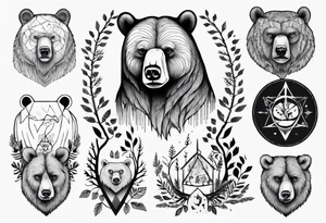 Full sholder, Nordic, forest, time, presence, bear tattoo idea