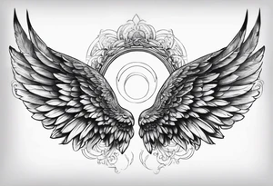 a pair of wings with a halo over them tattoo idea