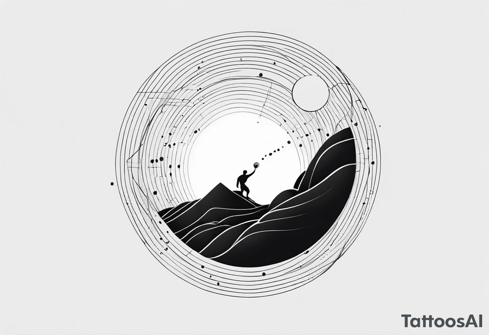 Sisyphus minimal line and dot tattoo design tattoo idea
