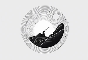 Sisyphus minimal line and dot tattoo design tattoo idea