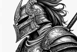knight in armor, dragon, castle tattoo idea