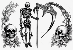 Skeleton with scythe death tattoo idea