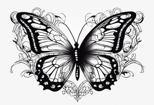 444 tattoo intertwine with vines and a butterfly tattoo idea