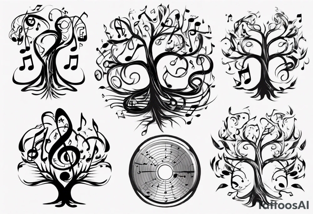 music speaker note tree stave note tattoo idea