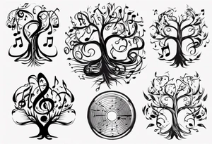 music speaker note tree stave note tattoo idea