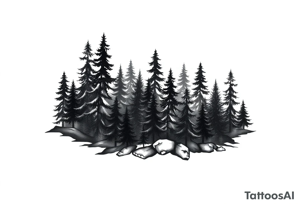 Coniferouse forest silhouette around the forearm a tattoo tattoo idea Coniferouse forest silhouette around the forearm a tattoo tattoo idea