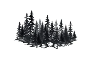 Coniferouse forest silhouette around the forearm a tattoo tattoo idea